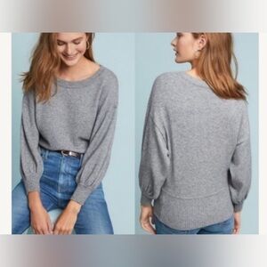 Anthropologie Gray Balloon Dolman Sleeve Sweater